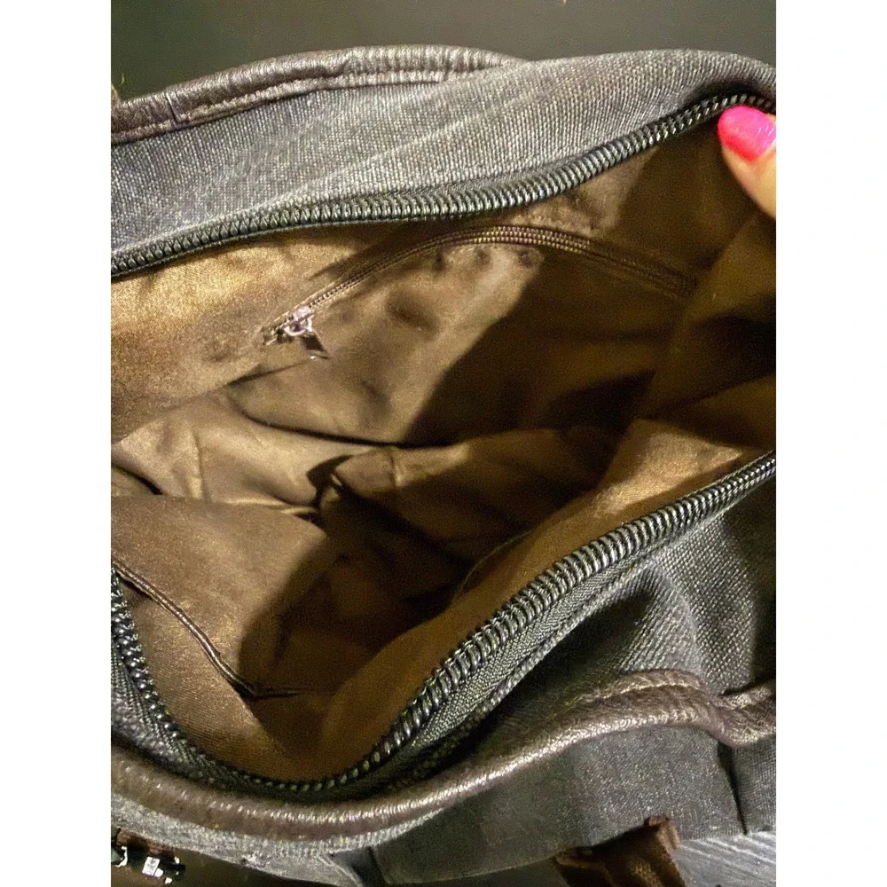 Weplan Canvas Messenger Bag Charcoal Gray Brown Crossbody Travel Satchel